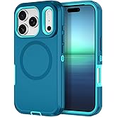 I-HONVA for iPhone 17 Pro Max Case [Compatible with MagSafe] Shockproof 3-Layer Full Body Protection [Without Screen Protector] Rugged Heavy Duty Cover Case for Apple iPhone 17 Pro Max,Turquoise