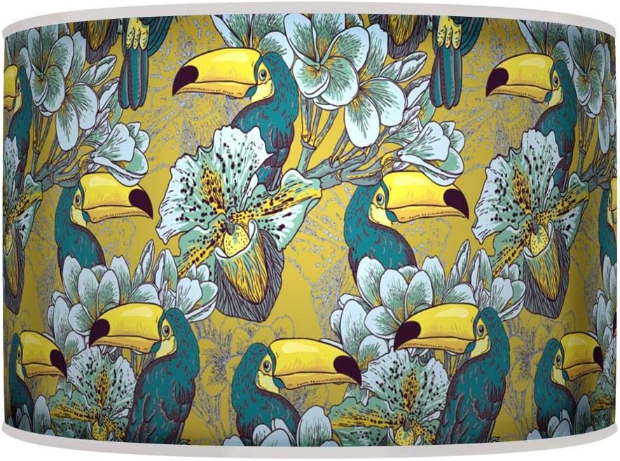 ARK HOUSE 30cm (12") Tropical Toucan Birds Floral Teal Mustard HANDMADE LAMPSHADE GICLEE PRINTED FABRIC PENDANT CEILING LIGHT SHADE 937 (For Ceiling)