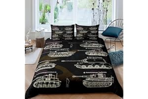 Erosebridal Tank Comforter Cover War Theme Duvet Cover Soldier Dirt Bike Camouflage Army Acting Quilt Cover for Kid Boy Teen Men, Decorative 3 Pieces Bedding Set with 2 Pillow Shams,Queen Size