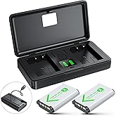 NP-BX1 Battery(2 Pack) and Charger(2CH) Set,Camera Accessories kit for Sony Lithium Ion NP-BX1,RX100 VII/VIII,ZV1 II,ZV1F,ZV-1F,DSC-HX400,RX1 Rechargeable Dual Batteries Case,Replacement Attachments