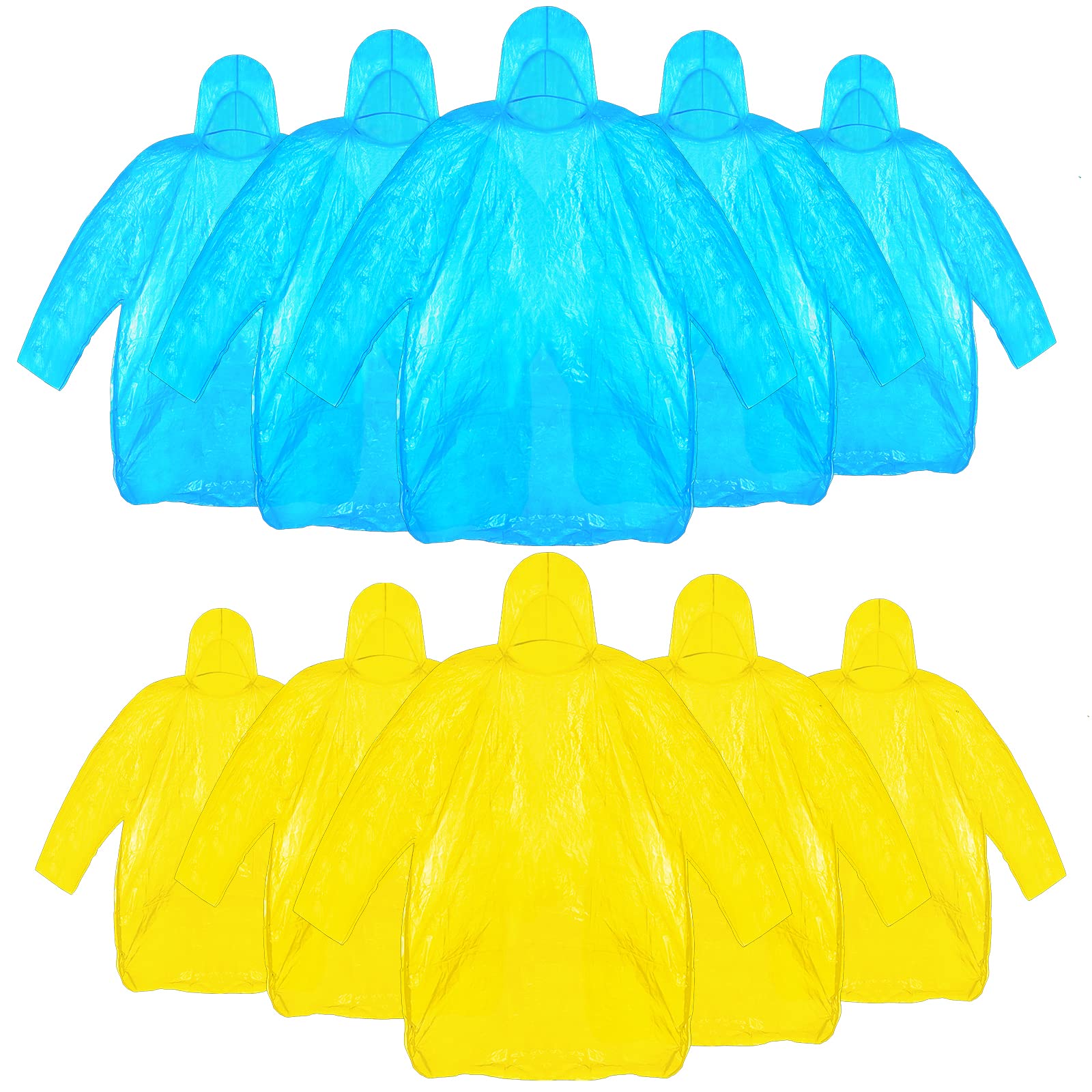 PUFEUOO 10 Pack Disposable Rain Ponchos, Emergency Raincoats for Women & Men Adult Waterproof Portable Raincoat for Hiking,Travel,Outdoor,Camping