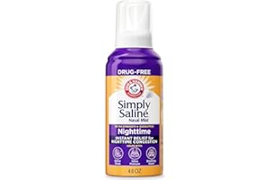 ARM & HAMMER Simply Saline Nighttime Drug-Free Mist for Nasal Congestion at Night, Extra Strength, Calming Eucalyptus, Safe to Use with Rx and OTC, For Adults and Kids Ages 2+, 4.6 oz (129 g)