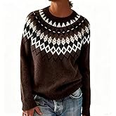 Akivide Womens Pullover Vintage Sweaters Fall Winter Casual Loose Long Sleeve Knitted Sweaters Tops