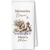 SkipTiger Mom's Kitchen Towels, Mother's Day Birthday Gifts for Mom Dish Tea Towels for Kitchen, Mother Gifts from Daughter Son Decorative Hand Towels, 16x24 Inch