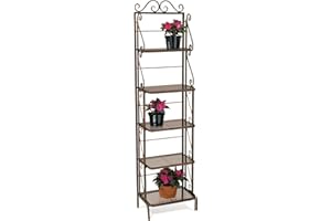 Deer Park Ironworks BR107 Skinny Bakers Rack, 73"H x 18"W x 12"D, Natural Finish, Indoor/Outdoor Use, Durable Steel