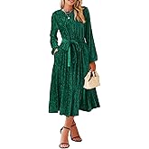 Happy Sailed Women's Velvet Dress Fashion Fall Winter Long Sleeve High Waist A-Line Semi Formal Wedding Guest Dresses