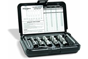 Hougen 12002 12,000 Series Annular Cutter Kit 9/16, 11/16, 13/16, 15/16, 1-1/16" 2-Inch Depth of Cut 3/4-Inch Weldon Shank For Magnetic Drills