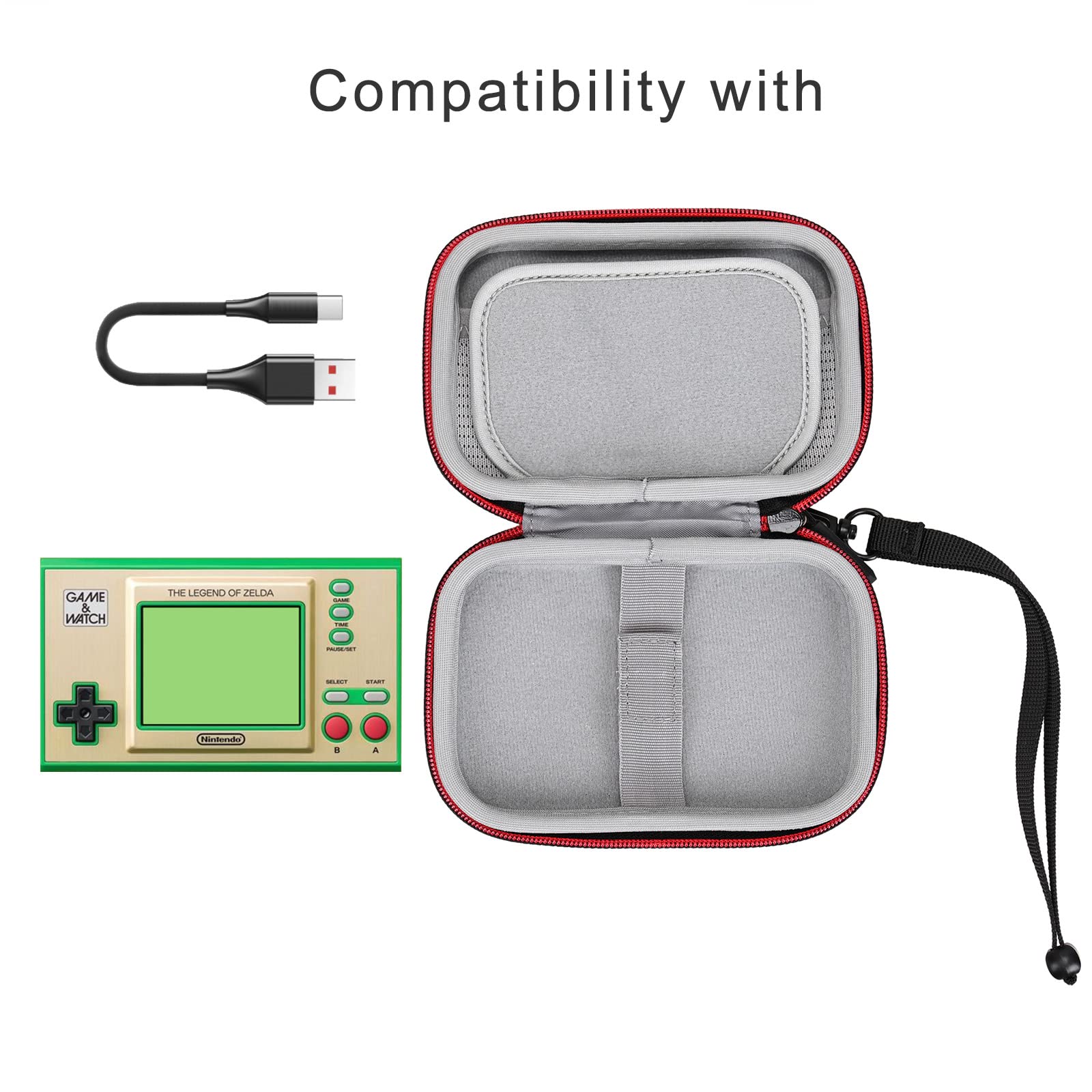 RLSOCO Carrying Case for Nintendo Game & Watch: Super Mario Bros/The Legend of Zelda (Black Zipper)