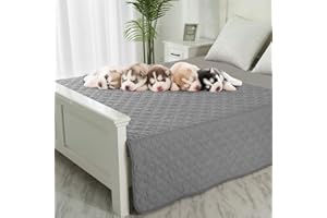 CHHKON Dog Blankets for Couch Protection Waterproof Dog Bed Covers Pet Blanket Furniture Protector (Grey+Dark Grey, 82"x86")