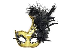 COOLWIFE Costume Mask Feather Masquerade Mask Halloween Mardi Gras Cosplay Party Masque