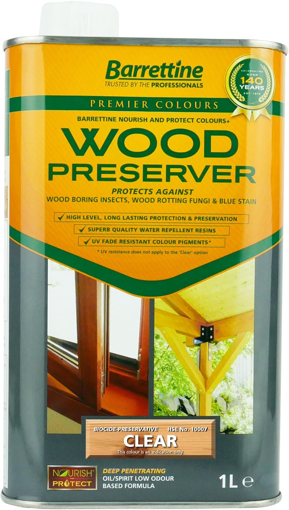 Barrettine Wood Preserver Clear 1L - UV Resistant, Deep Penetrating Oil Based