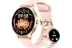 YOEVER Smart Watch for Women, 1.27" AMOLED Screen Smartwatch with Answer/Make Call for iPhone/Android/Samsung, Fitness Tracker with 120+ Sport Modes, Heart Rate/Sleep/Health Monitor, IP68 Waterproof, 2 Bands