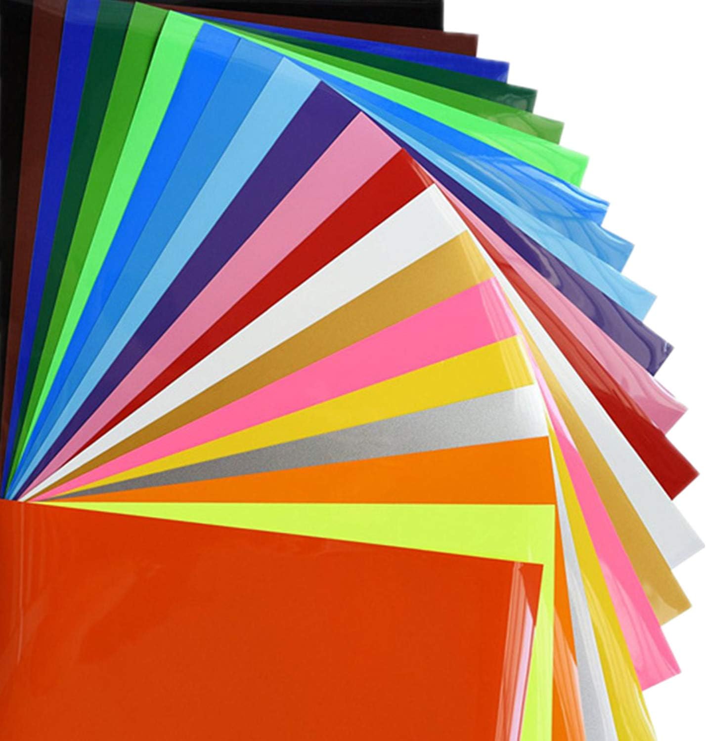 MeCampingPU Heat Transfer Vinyl HTV, 12" x 10" - 20 Sheets Assorted Colors Bundle, Iron On Vinyl for T Shirts, Hats, Clothing Heavy Duty Vinyl for Silhouette Cameo Heat Press Machine Tool