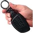 Tukellen Genuine Leather Key Fob Cover Smart Key Holder Sleeve Fit for 2021 2022 GMC Yukon Chevy Chevrolet Suburban Tahoe GM Buick(Black)