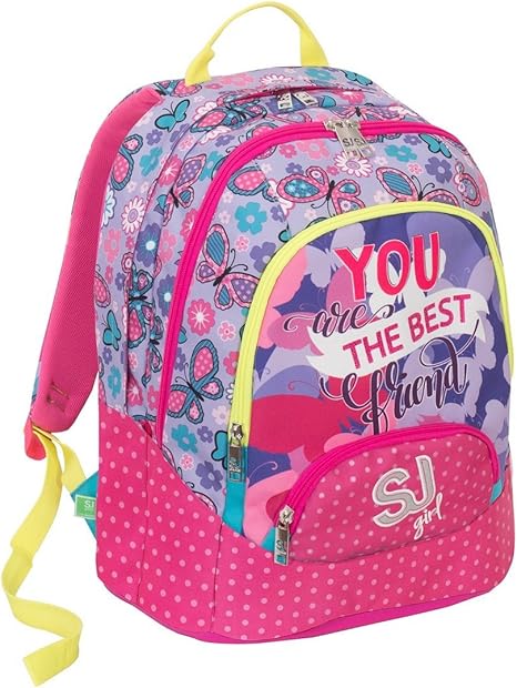 light blue pink backpack