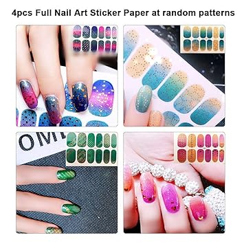 Anself Full Nail Art Sticker Paper Anself 4pcs Shimmery Amazon In