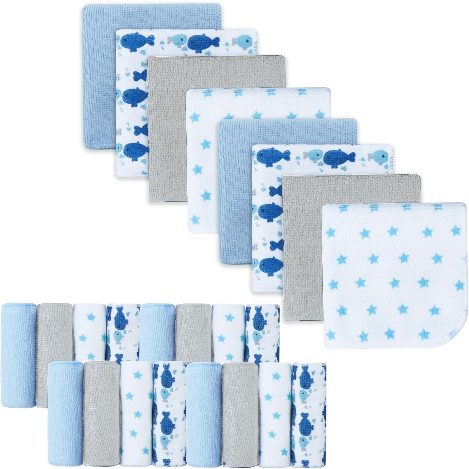 Softan Baby Washcloths 24 Pack Newborns Reusable Wet Wipe 23×23cm Soft and Absorbent Washcloths for Face & Body, Sensitive Skin