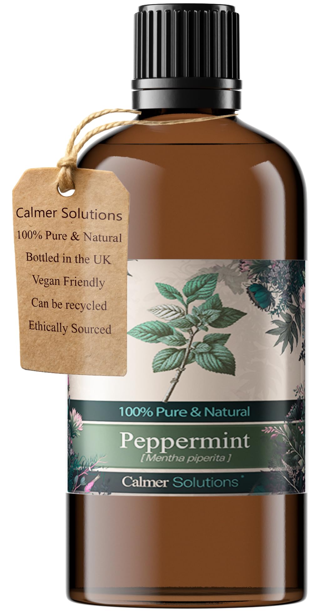 Calmer Solutions | Peppermint - 100ml | Headache, Muscle Aches, Joint Pain | Pure 100% UK Sourced Natural Essential Oils | Professional or Home use | Diffusers, Humidifiers, Candles & More