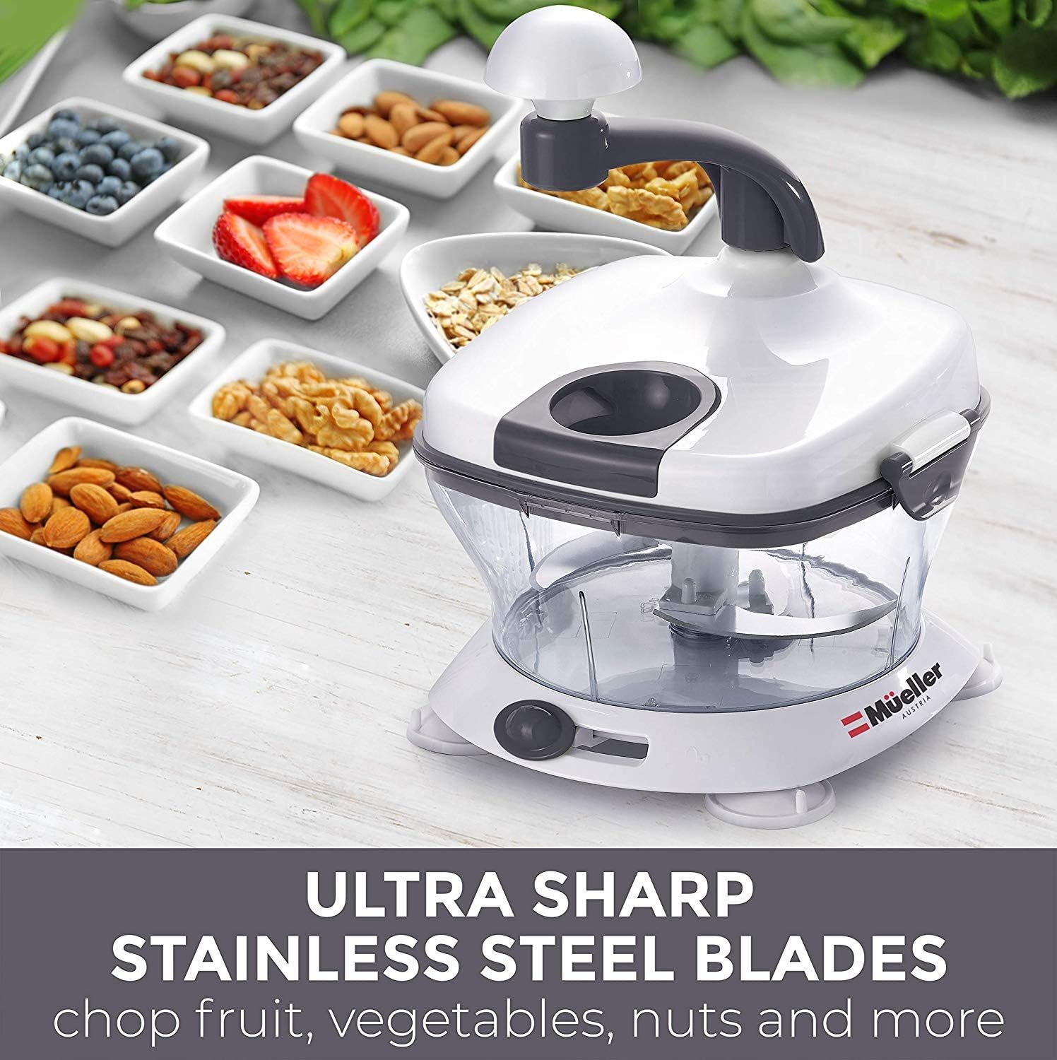 Mueller Ultra Heavy Duty Chopper/Cutter, Fastest, Easiest to Use, Chops Everything, Vegetable, Nuts, Herbs with Built-In Egg White Separator: Kitchen & Dining