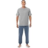Fruit of the Loom mens French Terry Top and Jogger Sleep Pajama Set