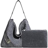 JINMANXUE Women Boston Bag, Woven Hobo Tote Handbag and Purses, Female Satchel Messenger Bags, Fashion Shoulder Crossbody Bag