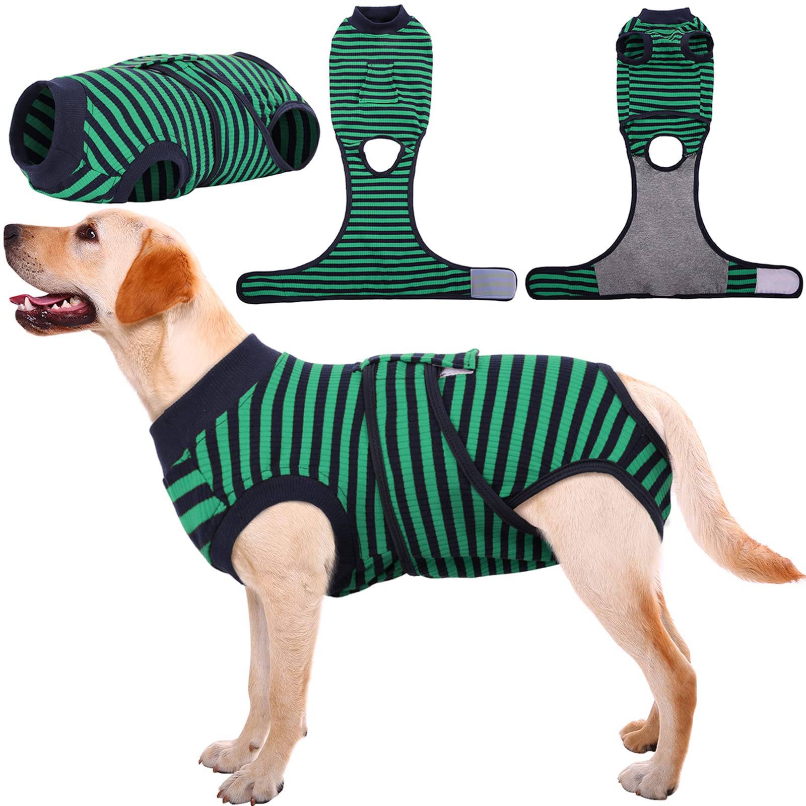 Kuoser Dog Surgery Recovery Suit, Dogs Recovery Suits Female Spay and Male Neuter for Post-Op Care, Soft Dog Onesie Surgery Cone alternative Prevent Licking, Green XXL