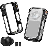 K&amp;F CONCEPT Camera Cage for Insta360 X6 Accessories with Silicone Lens Cap | Aluminum Alloy Protective Case for Insta 360 X6, Cold Shoe Mount for Microphone, LED Light with Built-in 1/4" Screw Hole CI02