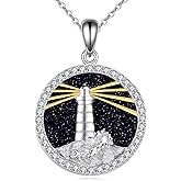 URONE Lighthouse Necklace for Women 925 Sterling Silver Lighthouse Pendant Necklace Lighthouse Jewelry Gift