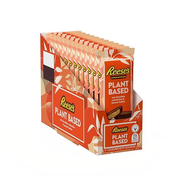 REESE’S PLANT BASED OAT CHOCOLATE CONFECTION PEANUT BUTTER CUPS, CANDY PACKS, 1.4 OZ (12 COUNT)