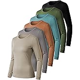 Womens Ultra Soft Midweight Baselayer Top | All Season Thermal Scoop Neck Long Sleeve Shirt | Multi Packs