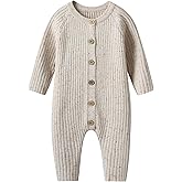 Auro Mesa Newborn Baby Knit Sweater Romper Coverall Outfits One-Piece Jumpsuit Organic Cotton for Infant Baby Boys, Girls