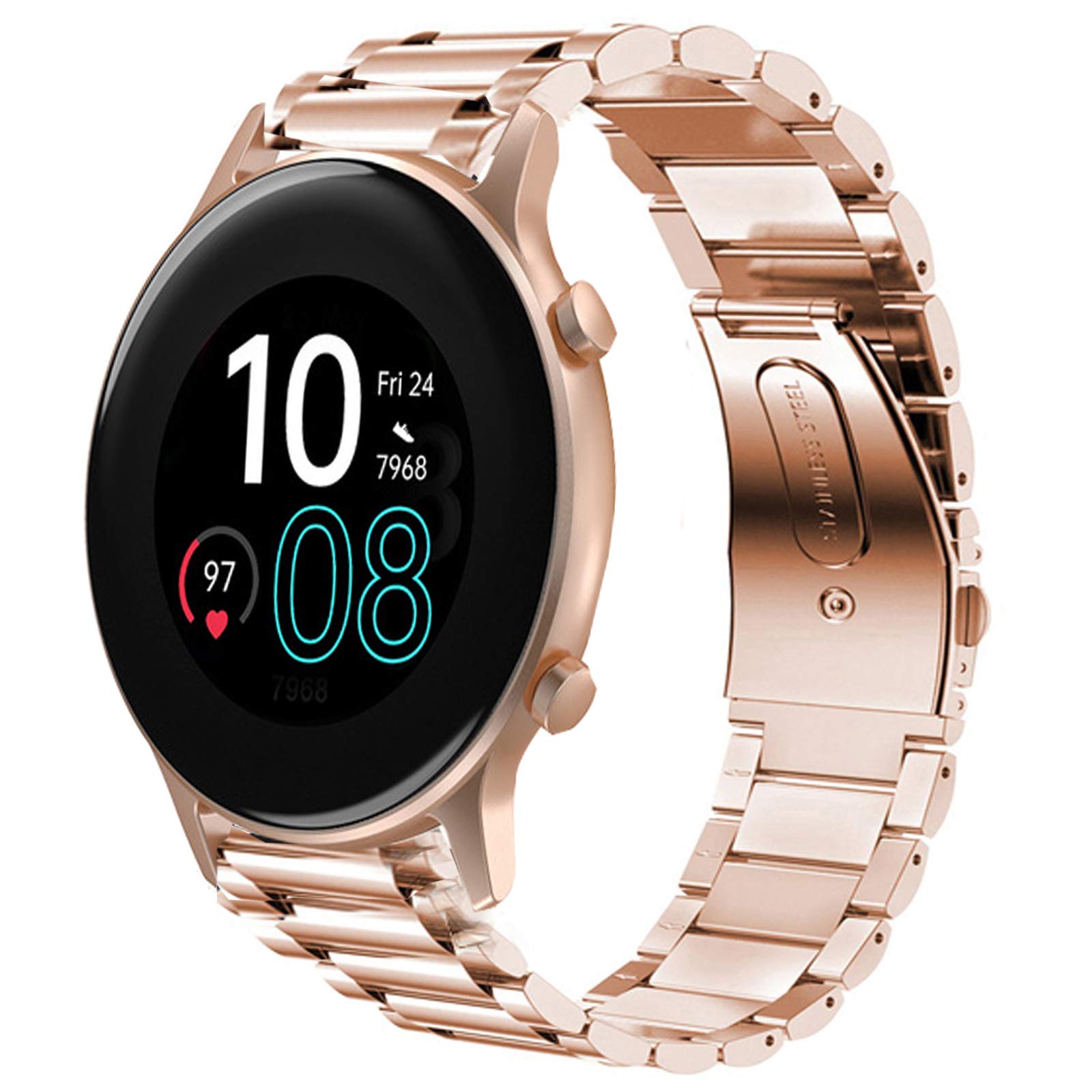 Giaogor Compatible with UMIDIGI Urun Bands, Stainless Steel Metal Replacement Strap Bracelet Compatible with Smart Watch UMIDIGI Urun (Rose Gold)