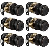 Goldenwarm Oil Rubbed Bronze Door Knobs, Interior Door Knobs, 6 Pack | Keyless Privacy Door knob, Thumb-Turn Door Lock for Bedroom Bathroom, Round Rosette, Easy to Install