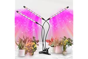 ZYZYKEJI LED Grow Light, 3 Heads Red Blue White Full Spectrum Plant Light with Clamp for Indoor Plants & Seed Starting, 10-Level Dimmable, Auto On Off, Timing 4 9 12Hrs