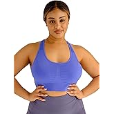 Under Control Plus Size Sport Bras for Women Large Bust Seamless Racerback Padded Yoga Workout Bras Black White Pack 1X-2X-3X