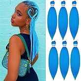 Gozill Blue Braiding Hair Pre Stretched Short Box Braiding Hair Extension 16 Inch (Pack of 6)