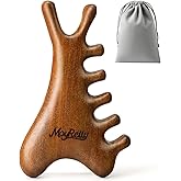 MoyRetty 4-in-1 Gua Sha Tool, Sandalwood Face & Body Massager, Lymphatic Drainage Massage Comb with Storage Pouch (Golden Sandalwood)