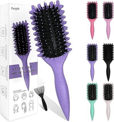 Sularpek Curly Hair Brush Boar Bristle Defining Brush Purple