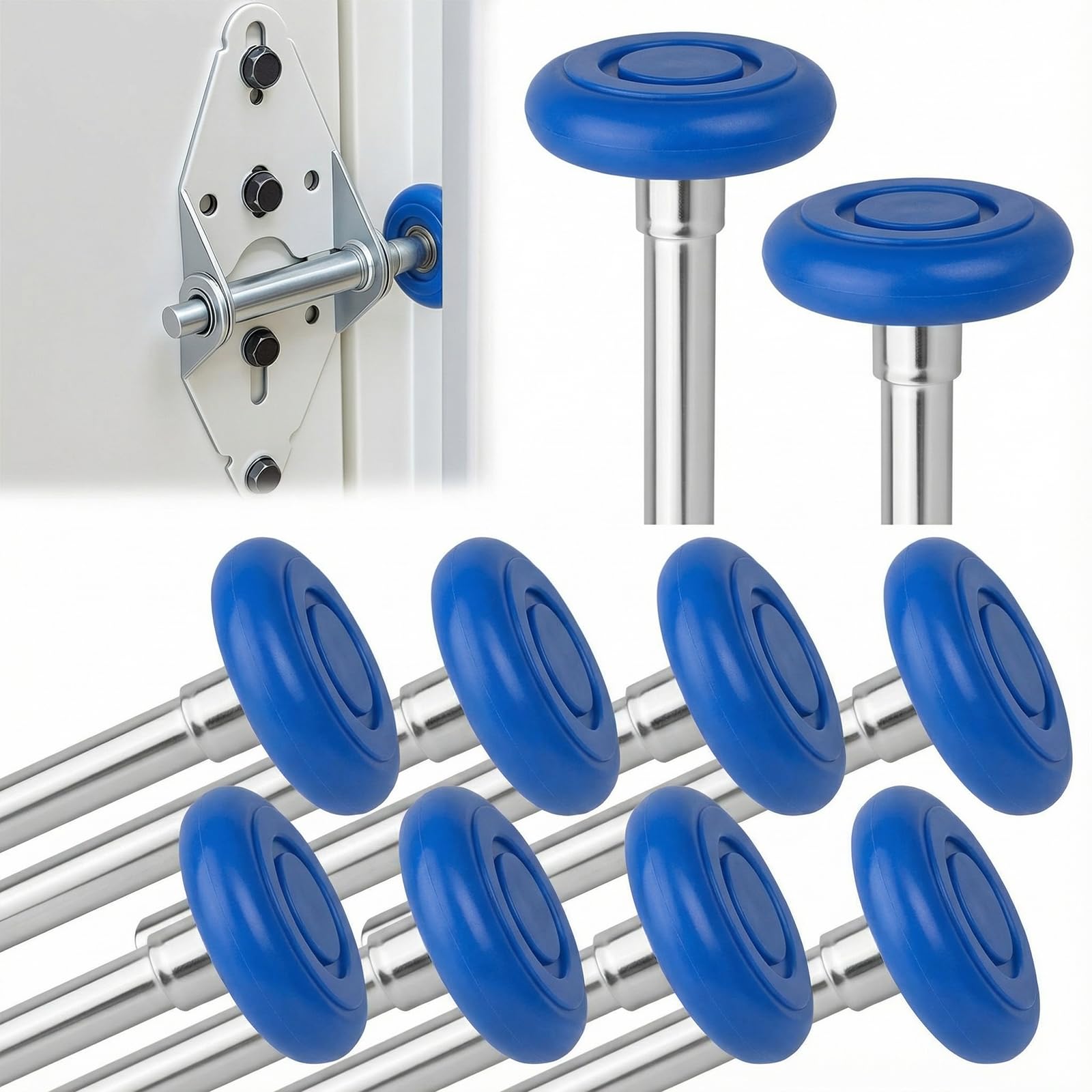 Photo 1 of 10 Pack 4" Stem 2" Blue Nylon Garage Door Roller with Protective Sealed-Cap(Dustproof), Ultra Quiet & Long-Lasting, Commercial High Load Capacity, Double Sealed Bearings