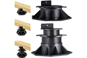 BGTLGIO 12Pack Adjustable Deck Support Pedestal Deck Foundation Base Support for Floating Deck Platform Deck Floor Height Adjustment Raising from 2-3/8" to 5-1/2", Black