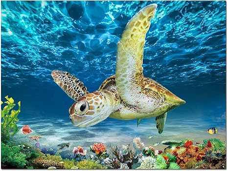 Home Kitchen Posters Prints Bathroom Canvas Wall Art Kitchen Wall Decoration Modern Sea Turtle Wall Decor For Dining Room Colorful Fish Coral Beach Theme Pictures For Bathroom Framed Navy Seascape