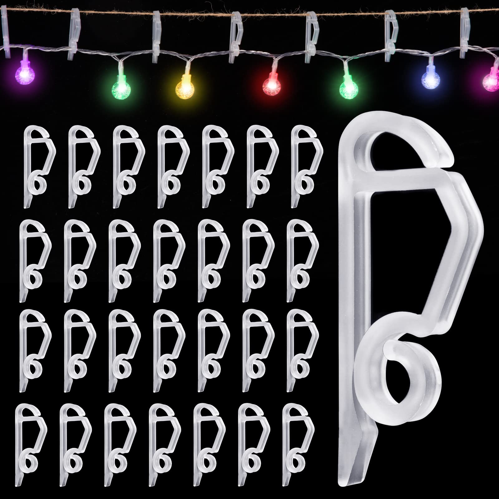 MELLIEX Pack of 50 Gutter Hooks Fairy Lights, Christmas Light Clips Plastic Fairy Lights Holder for Christmas Lighting LED Decorative Fairy Lights