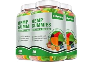 RIRYWONY HEALTH Hemp Gummies (3 Packs), High Potency Edible Gummies Extra Strength Sleep, Pain, Anxiety Organic Hemp Oil Extract Vegan Bear Gummy - 240 Counts Omega 3-6-9 Candy