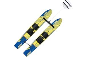 VEVOR 46 inch Water Skis, Water Ski Trainers with X-7 Adjustable Bindings, Double-Handle Rope & Removable Stabilizing Bar, Tr