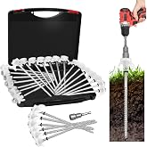20 Pack 8" Heavy Duty Metal Tent Stakes, Screw in Tent Stakes | Ground Anchors for Camping, Canopy, Yard, Glow in The Dark Ground Anchors, Hexagonal Head Drive and Storage Box (White)