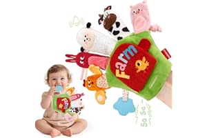 hahaland Baby Sensory Toys 6-12 Months – Montessori Farm Animal Hand Puppets with Rattle, Crinkle, Teether, Mirror – Multi-Sensory Infant Toys for Boys and Girls, Ideal Birthday Christmas Gift