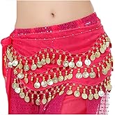 Lauthen.S 128 Coins Belly Dance Hip Scarf Tribal Belt Halloween Genie Costume Accessory