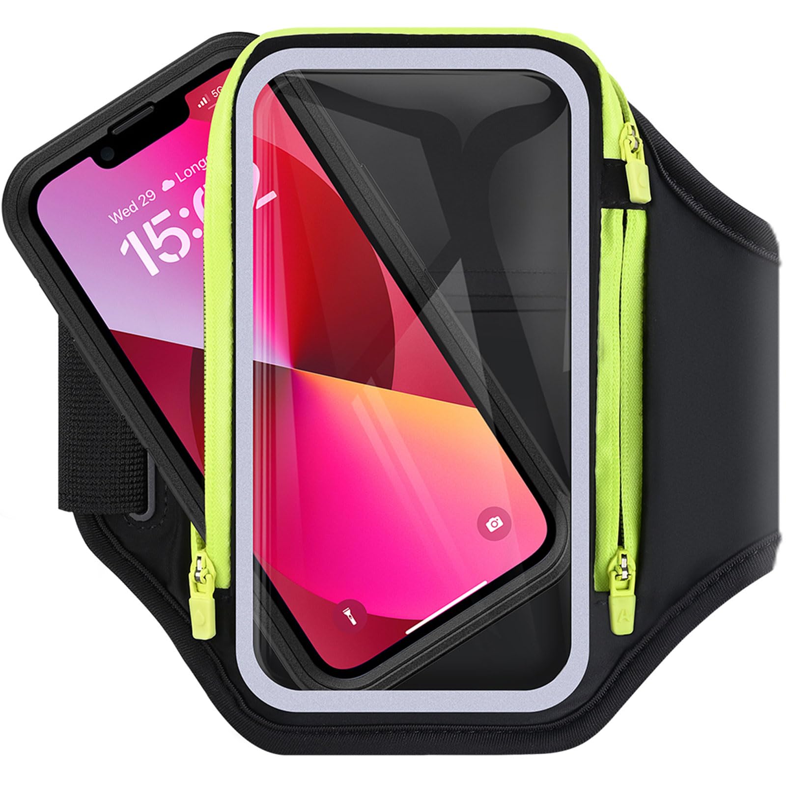 Photo 1 of Cell Phone Armbands for Running with Foldable Straps, 6.9‘’ Running Armband Phone Holder, Arm Band Bag for iPhone 16 15 14 13 12 Pro Max Galaxy with Car Home Key Zipper Protective Covers for Women