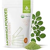 Green Virgin Products Moringa Powder Single Serve Packets, USDA Organic Moringa Oleifera Leaf Powder, 100% Pure Premium Moringa Powder, Individual Travel Sachets for Smoothies & Recipes (30 Pack)