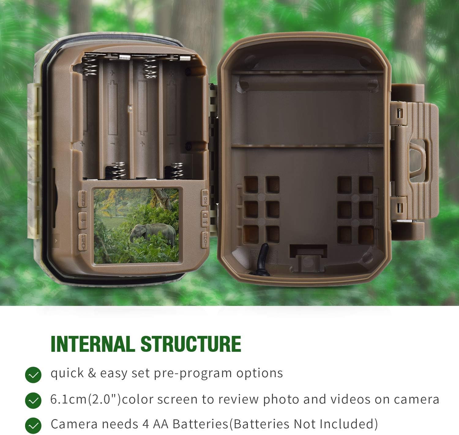 【2020 Upgrade】 Campark Mini Trail Camera 16MP 1080P HD Game Camera Waterproof Wildlife Scouting Hunting Cam with 120° Wide Angle Lens and Night Vision 2.0” LCD IR LEDs: Electronics